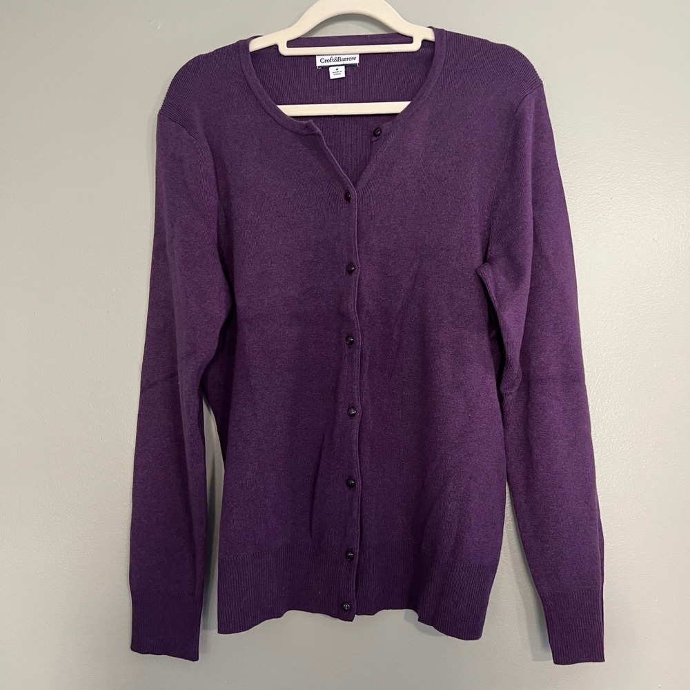 Croft & Barrow Purple Pima Cotton Blend Button Front Cardigan Sweater Medium